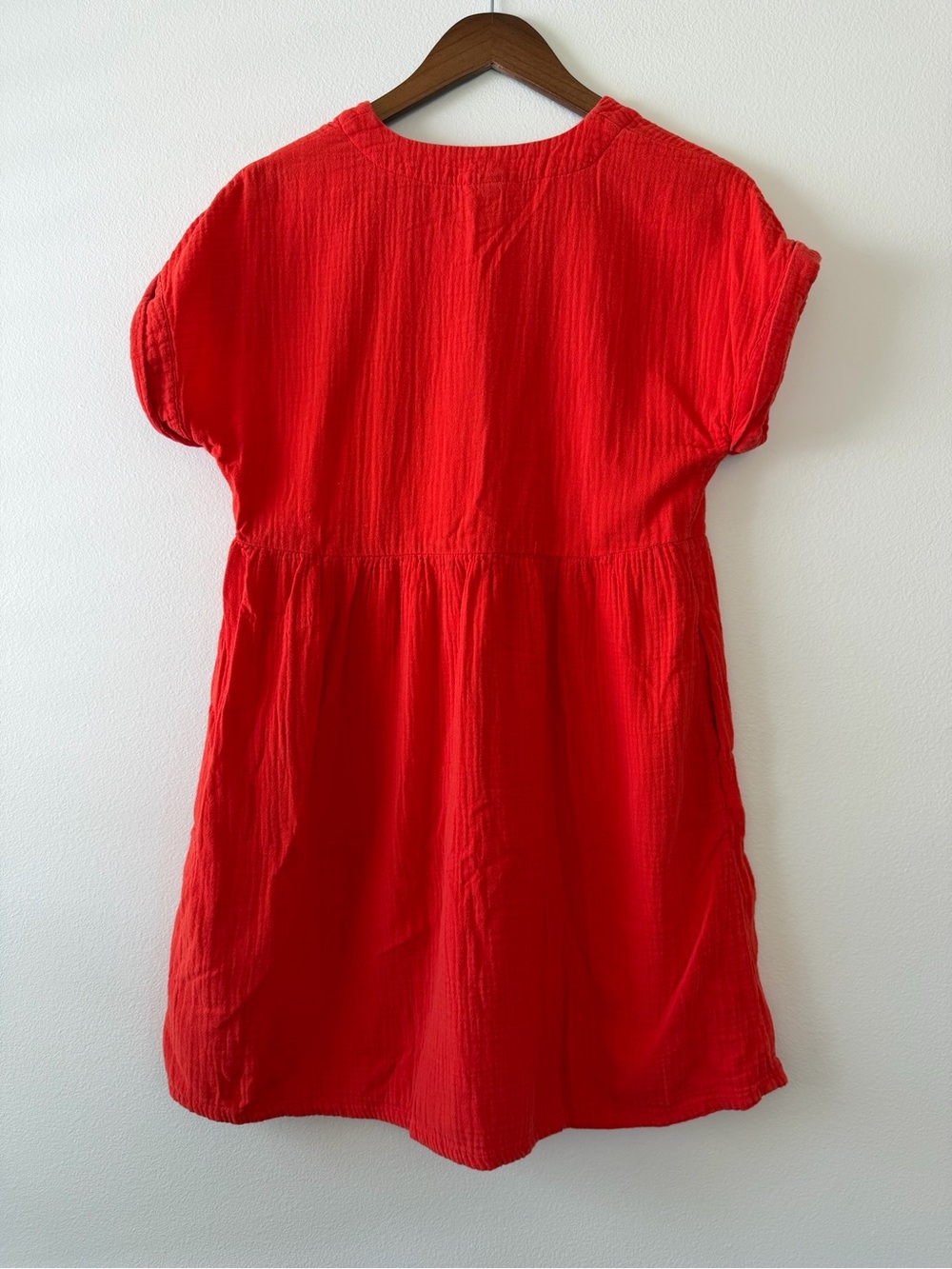 Orange-Red Babydoll Dress Cottagecore Boho Flowy Mini Summer Coastal - Picture 3 of 7